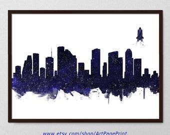 Houston Poster Texas State City Art Print Skyline Poster