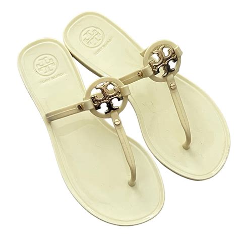 Tory Burch Mini Miller Jelly Thong Sandals Ivory Wome Gem