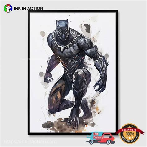 Black Panther Marvel Movie Poster Ink In Action