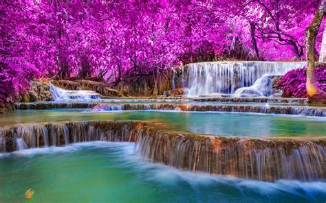 Download Colorful Waterfall Sunny Shiny Noon 8k Ultra Hd Wallpaper