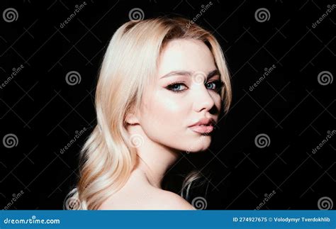 Beautiful Woman With Blue Eyes Close Up Portrait Skin Care Natural Nude Make Up Skin Care
