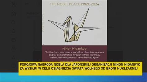 Pokojowa Nagroda Nobla Dla Nihon Hidankyo Odebrana Wyra Ny I