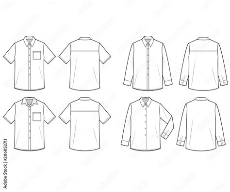 Shirt set fashion flat technical drawing template Stock Vector | Adobe ...