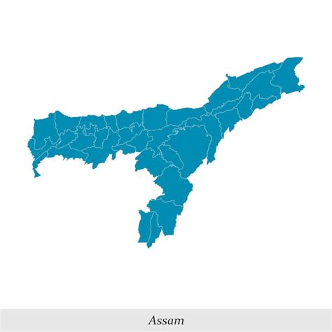 Premium Vector | Map of Assam is a state of India with districts