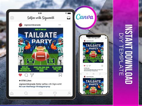 Tailgate Party Flyer Canva Template For Diy Social Media Marketing Etsy