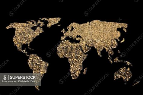 Roughly Outlined World Map On Black Background SuperStock