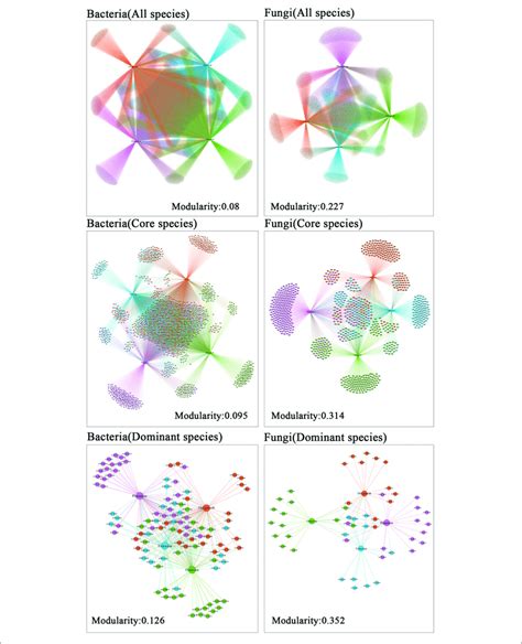 Network Analysis Of Dominant Otu Of Bacteria And Fungi In The Four