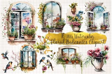 Spring Windows Watercolor Bundle Clipart Graphic By WaterColorArch