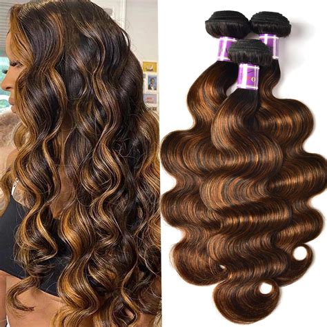 Amazon Unice Brown Highlight Body Wave Human Hair Weave Bundles