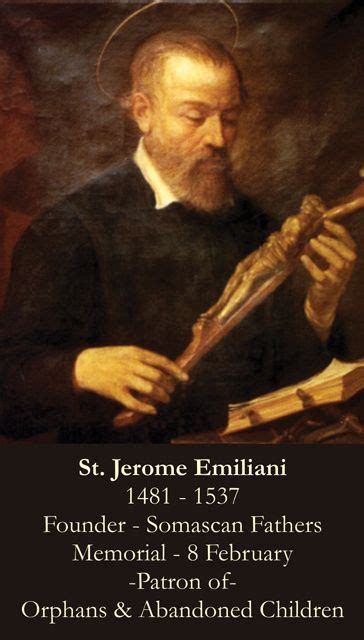 St. Jerome Emiliani Prayer Card | St jerome, Patron saints, Catholic church