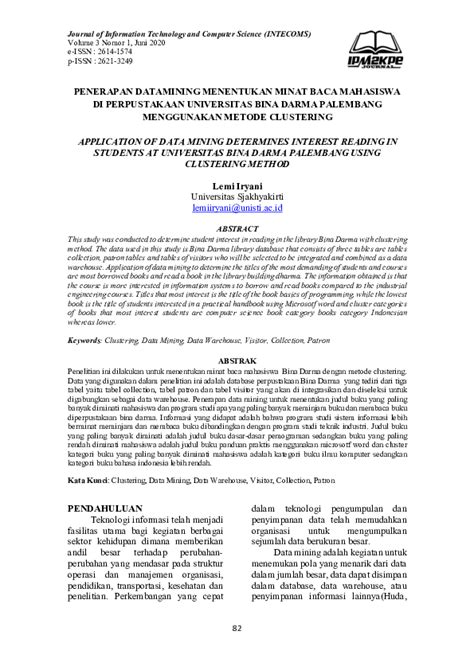 Pdf Penerapan Datamining Menentukan Minat Baca Mahasiswa Di