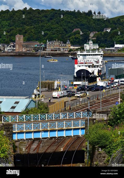 Oban Argyll and Bute Scotland CALMAC island ferry at the Oban ferry ...