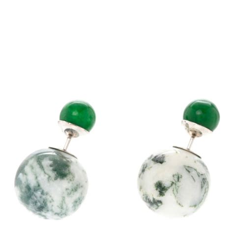 Christian Dior Palladium Mise En Dior Tribal Earrings Green