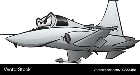 Military fighter jet airplane cartoon Royalty Free Vector