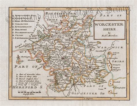 Worcester Shire By Robert Morden Miniature Morden C