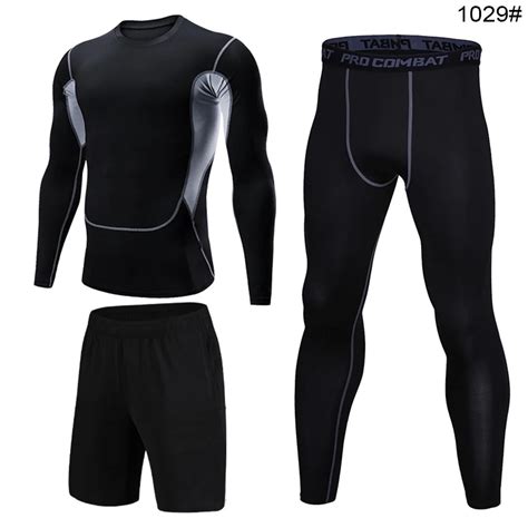 Workout 3pcs Gym Suits Mens Sport Suites Running Tights Fitness