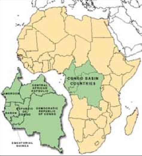 map of Congo basin countries (project countries are Cameroon, Central ...