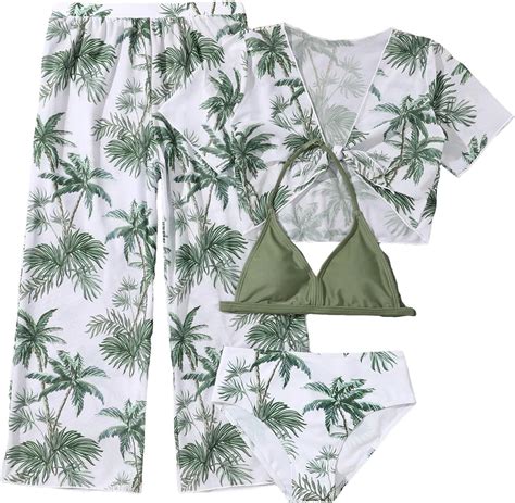 Amazon Verdusa Girl S 4 Piece Cute Tropical Print Halter Bikini