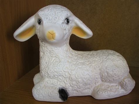 Lamb Statue Ewe Sculpture Sheep Figurine Garden Decor Large Etsy