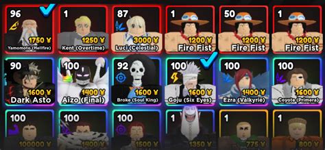 Anime Adventures Roblox limited units and skins (see discription ...