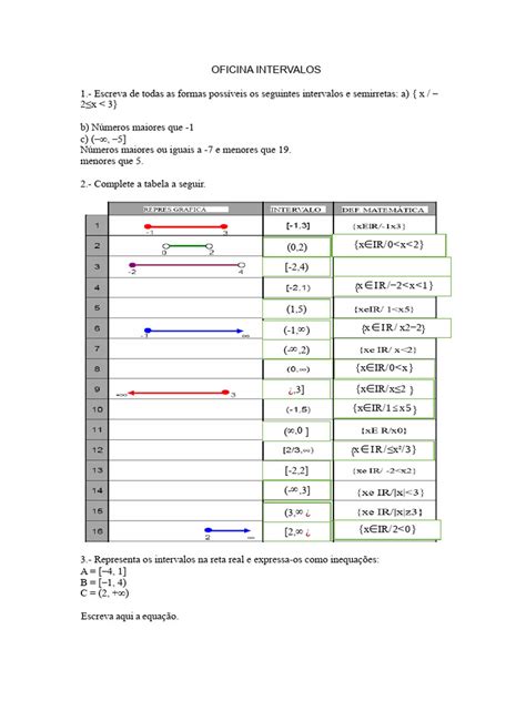 Entre Tabelas E Intervalos Podemos - Intervalos e Conjuntos na Matemática | PDF