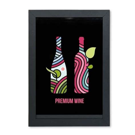 Quadro Porta Rolhas Tampinhas Tema Vinho Wine QPR014 MadeiraMadeira