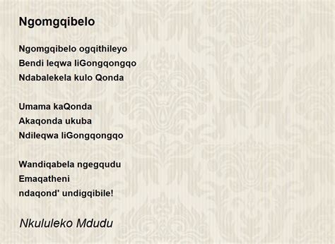 Ngomgqibelo Ngomgqibelo Poem By Nkululeko Mdudu