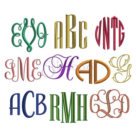 Monogram Embroidery Font Bundle 2 10 Fonts Stitchtopia