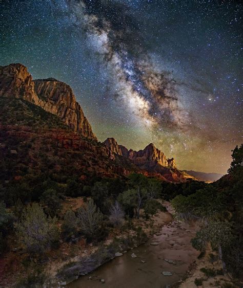 Zion From The Bridge National Parks Classic View Night Sky Photos