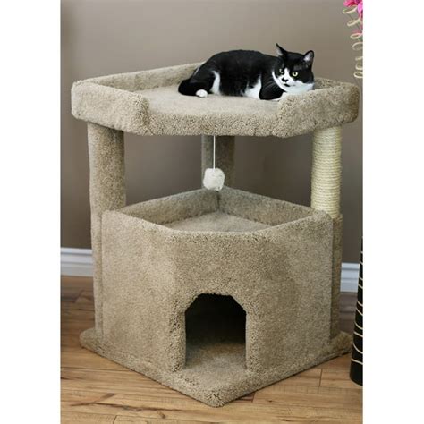 Prestige Cat Trees 32 In Solid Wood Condo Mansion Cat Tree Walmart