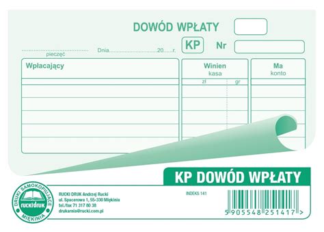 Druk Kp Dow D Wp Aty Kasa Przyjmie A Kartek