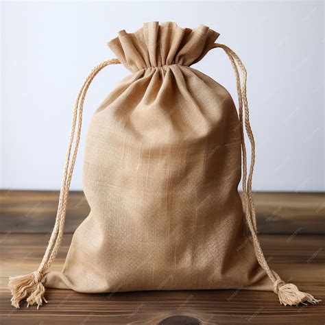 Premium Ai Image Top View Of Empty Rough Burlap Drawstring Bag White Background