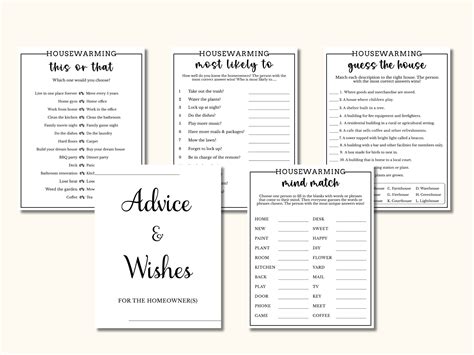 Housewarming Party Games Printable Housewarming Game Bundle ...