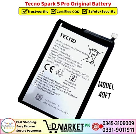 Tecno Spark 5 Pro Original Battery Price In Pakistan | Fast+Secure!