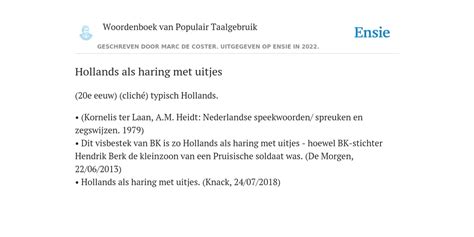 Hollands Als Haring Met Uitjes De Betekenis Volgens Woordenboek Van