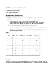 Ecological Tolerance Lab Worksheet: Impact of Conditions on | Course Hero