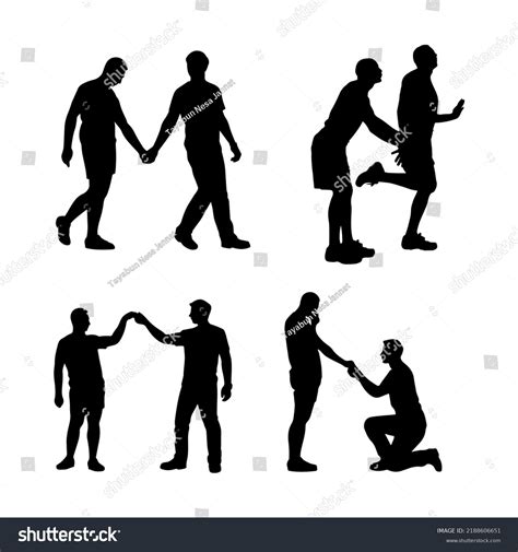 Set Gay Lovers Couple Silhouette Vector Stock Vector Royalty Free Shutterstock