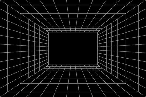 Premium Vector Grid Room In Perspective In D Style Indoor Wireframe