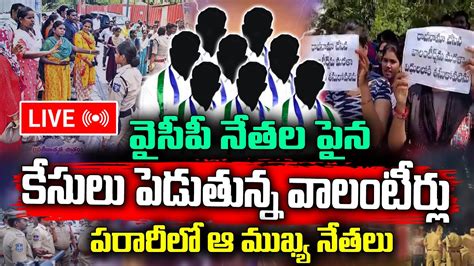 వైసీపీ నేతలపై కేసులు పెడుతున్న వాలంటీర్లు పరారీలో ముఖ్య నేతలు