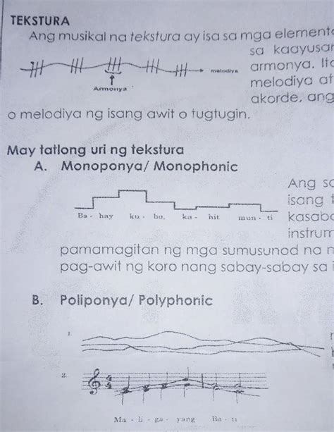 Isa Larawan Ang Mga Uri Ng Tekstura Ng Musika Sa Pamamagitan Ng Pag