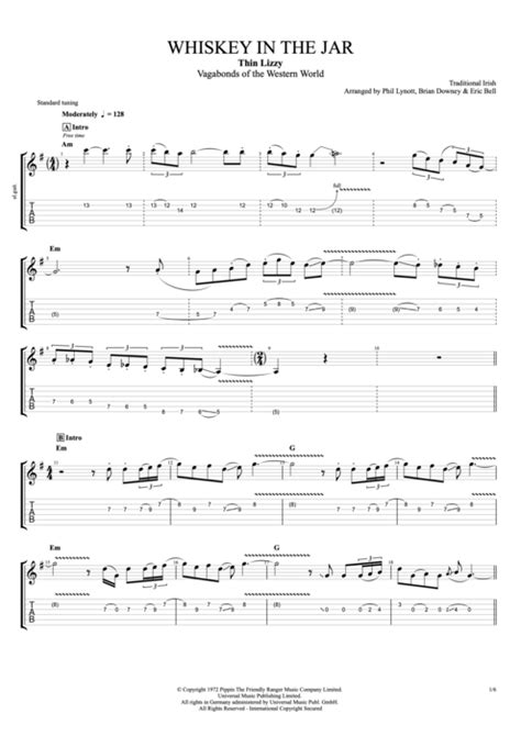 Whiskey In The Jar Tab By Thin Lizzy Guitar Pro Full Score Mysongbook