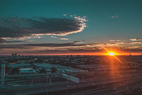 Aerial View of Sunset on Horizon · Free Stock Photo