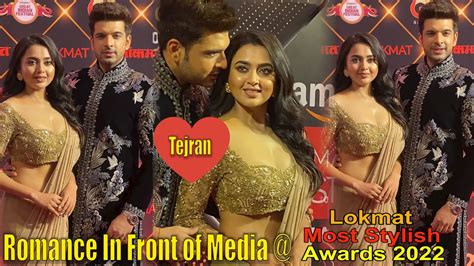 Reel Cute Couple Karan Kundra And Tejaswi Prakash Romance Front Of Media Lokmat Most Stylish