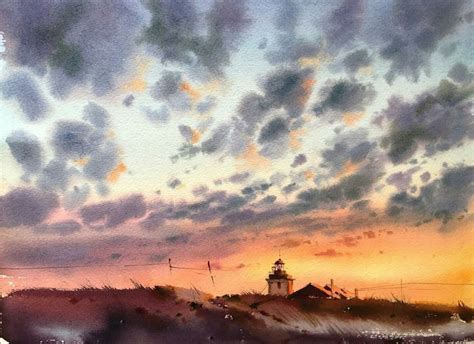 Pin by Ирина on акварель уроки Landscape paintings Watercolor clouds