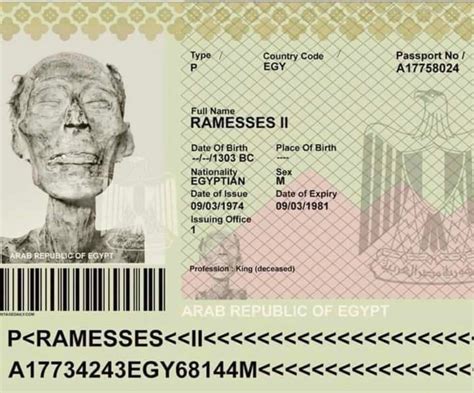 In 1974 the 3,000 year old mummy of Pharaoh Ramses II was issued a valid Egyptian passport so ...