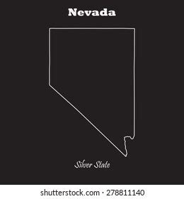 Nevada Outline Map Stroke Name State Stock Vector Royalty Free