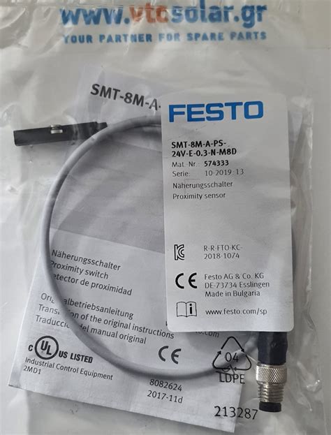 SMT 8M A PS 24V E 0 3 N M8D FESTO Proximity Sensor 579100 VTC Solar