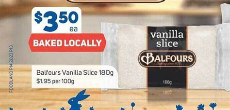 Balfours Vanilla Slice Offer At Foodland