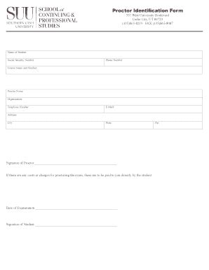 Fillable Online Suu Proctor Identification Form Suu Fax Email Print