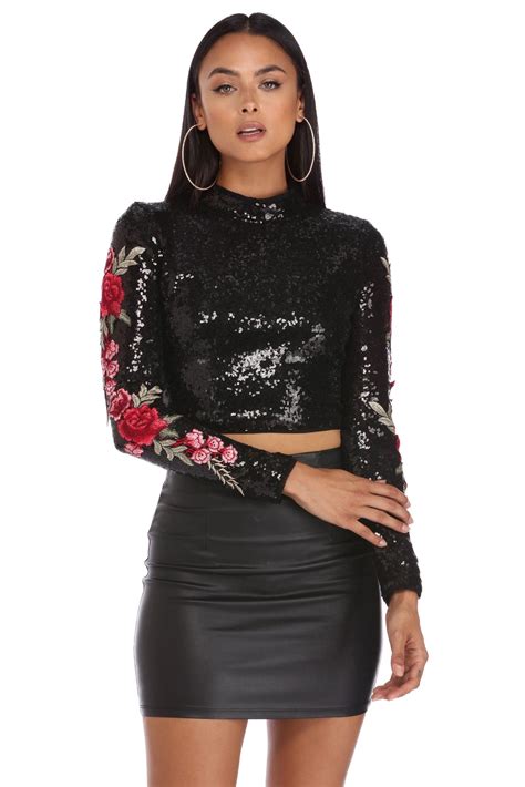 Black Flashy Nights Sequin Top Trendy Tops Sequin Top Tops